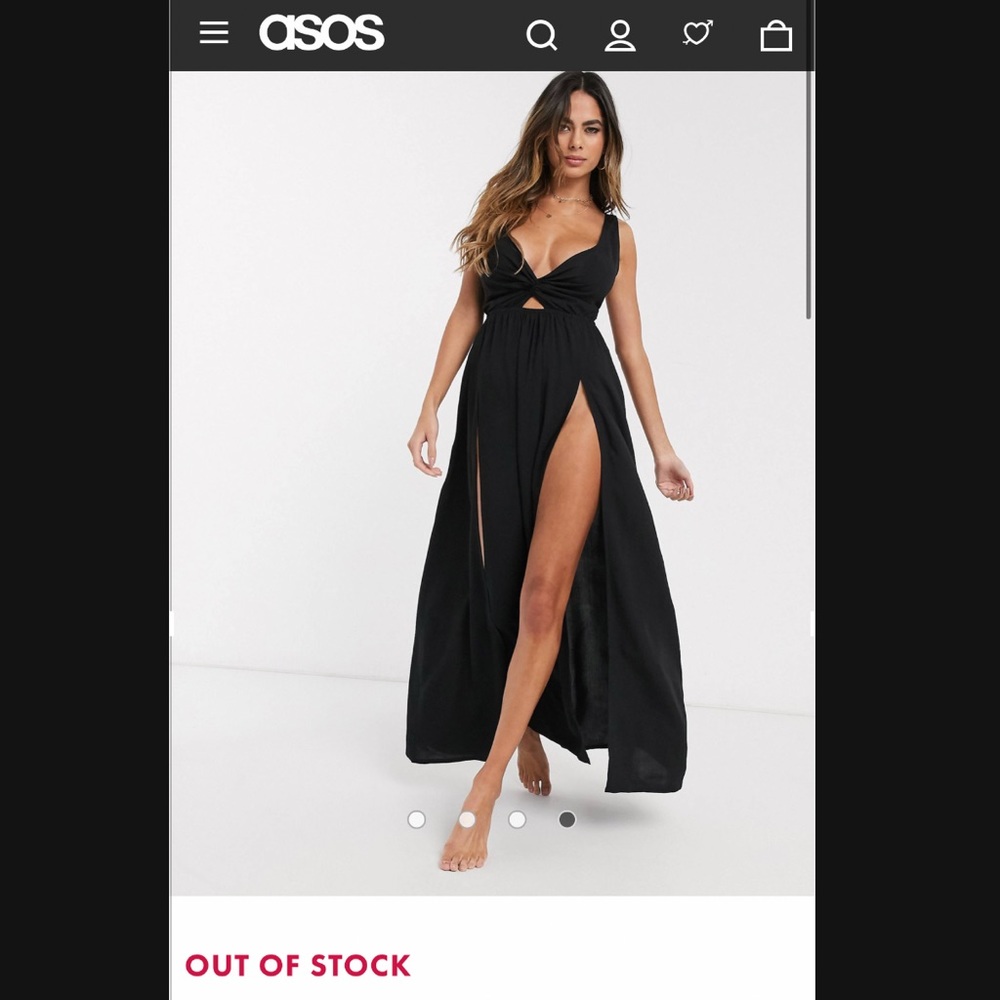 ASOS DESIGN SOLD OUT Fuller Bust Tie Back Beach Maxi Dress in Black